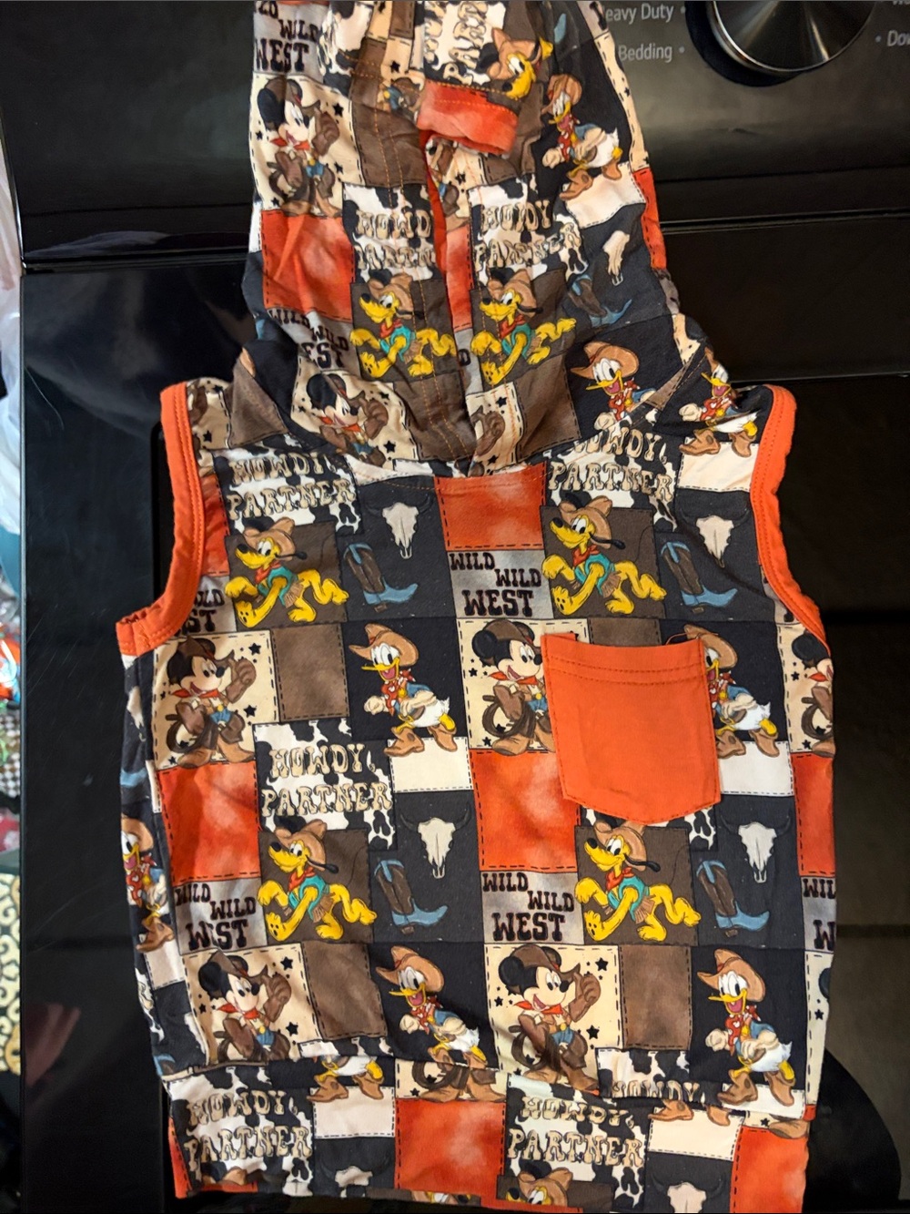 Kids Orange Multi Wild West Hooded Sleeveless Top